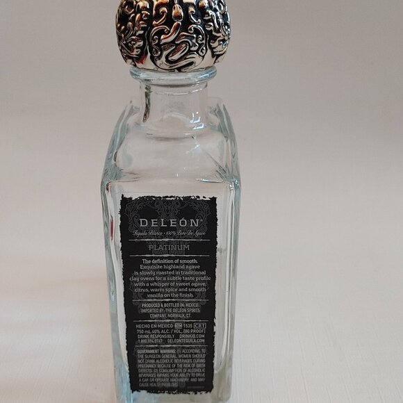 Empty DELEON Tequila Blanco Platinum Bottle 750 ml Agave Decanter Glass … - Picture 2 of 6